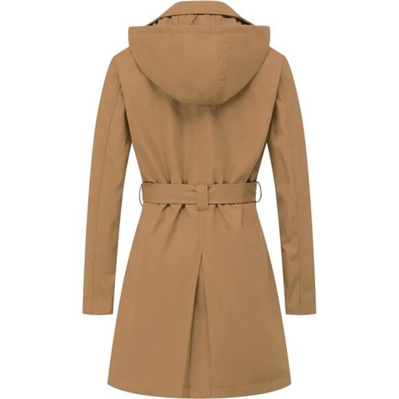 US Women's Trench Coat Double-Breasted Classic Lapel Overcoat Belted Slim - Picture 2 of 7